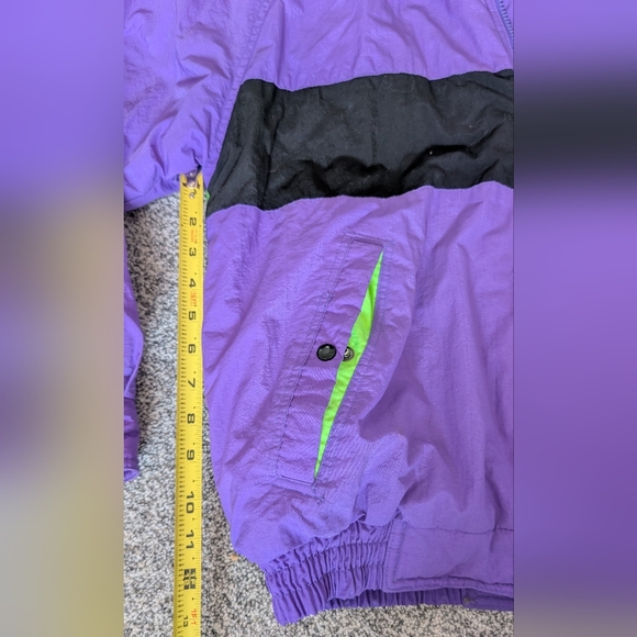 Vtg Retro Expeditions Purple/Green Nylon Colorblock Puffer Jacket Women's Medium - Picture 7 of 10